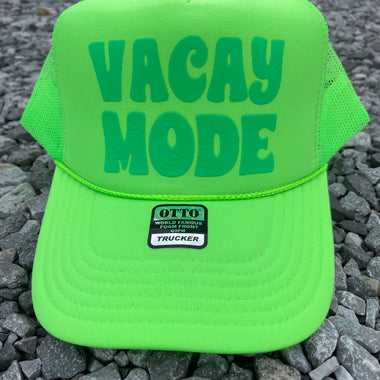 Vacay Mode Neon Green Trucker Hat