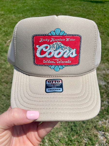 Coor*s Mountain Water Khaki Trucker Hat.