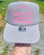 Emotional Support Beverage Light Gray Trucker Hat