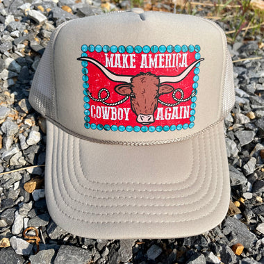 Make America Cowboy Again Khaki Trucker Hat