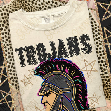 Grunge Varsity Trojans DTF Transfer (KD)