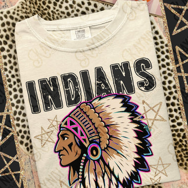 Grunge Varsity Indians DTF Transfer (KD)