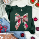 Quilted Christmas Bow DTF Transfer (S&G)