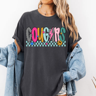 Cougars Mix Print Preppy Mascot DTF Transfer