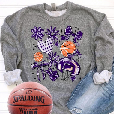 Basketball Collage Purple DTF Transfer (S&G)