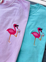Sunglasses Flamingo Embroidered Wholesale Tee