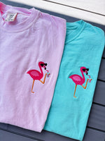 Sunglasses Flamingo Embroidered Wholesale Tee