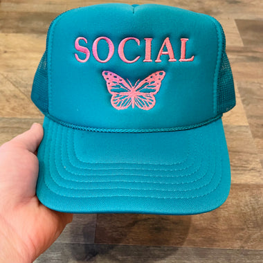 Social Butterfly Embroidered Trucker Hat