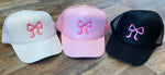 Pink Bow Embroidered Trucker Hat