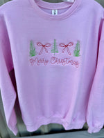 Merry Christmas Trees and Bow Wholesale Embroidered Sweatshirt