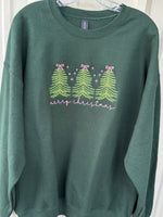 Merry Christmas Bow Trees Wholesale Embroidered Sweatshirt