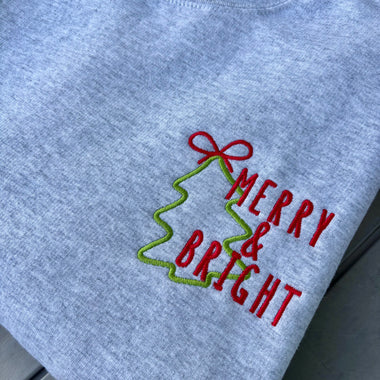 Merry & Bright Pocket Wholesale Embroidered Sweatshirt