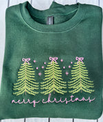 Merry Christmas Bow Trees Wholesale Embroidered Sweatshirt
