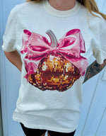Sequin Pumpkin Pink Bow Wholesale Tee