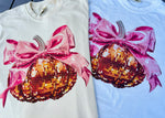 Sequin Pumpkin Pink Bow Wholesale Tee