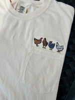 Chicken Embroidered Pocket Wholesale Tee