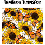 Butterfly Sunflower Tumbler Seamless  Sublimation Transfer