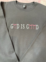 God is Good Bows Coquette Wholesale Embroidered Sweatshirt