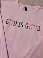 God is Good Bows Coquette Wholesale Embroidered Sweatshirt