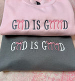 God is Good Bows Coquette Wholesale Embroidered Sweatshirt