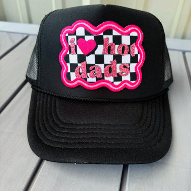 I love Hat Dads Glitter Embroidered Patch Trucker Hat