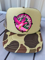 I Call the Shots Duck Camo Glitter Embroidered Patch Trucker Hat