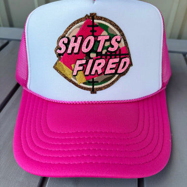 Shots Fired Duck Camo Glitter Embroidered Patch Trucker Hat