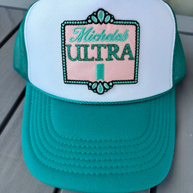 Ultra Turquoise Embroidered Patch Trucker Hat