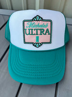 Ultra Turquoise Embroidered Patch Trucker Hat