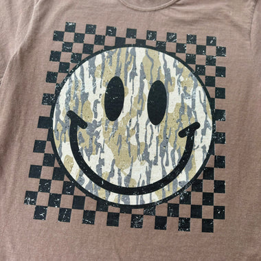 Checkered Camo Smiley Wholesale Tee