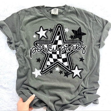 Porcupines Checkered Star Mascot DTF Transfer (CT)