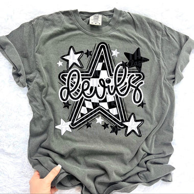 Devils Checkered Star Mascot DTF Transfer (CT)