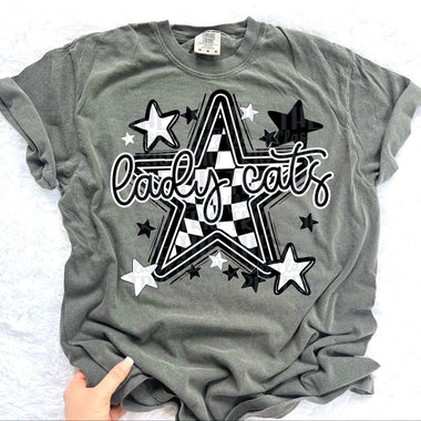 Lady Cats Checkered Star Mascot DTF Transfer (CT)