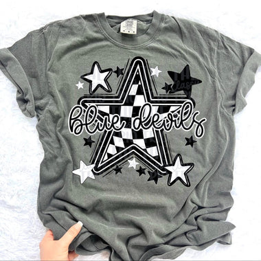 Blue Devils Checkered Star Mascot DTF Transfer (CT)