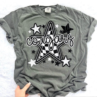 Cougars Checkered Star Mascot DTF Transfer (CT)