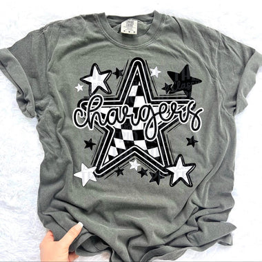 Chargers Checkered Star Mascot DTF Transfer (CT)