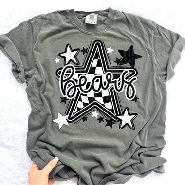 Bears Checkered Star Mascot DTF Transfer (CT)
