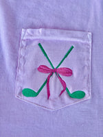 Golf Club Bow Embroidered Pocket Wholesale Tee