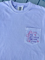 Girl Runs on Coffee and Jesus Embroidered Pocket Wholesale Tee