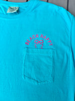 Beach Happy Bow Embroidered Pocket Wholesale Tee