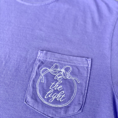 Be the Light Bow Embroidered Pocket Wholesale Tee