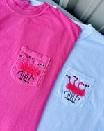 Fuzzy Flamingo Embroidered Pocket Wholesale Tee