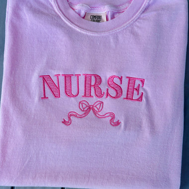Nurse Bow Embroidered Wholesale Tee