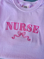 Nurse Bow Embroidered Wholesale Tee