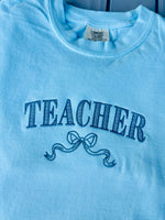 Teacher Bow Embroidered Wholesale Tee