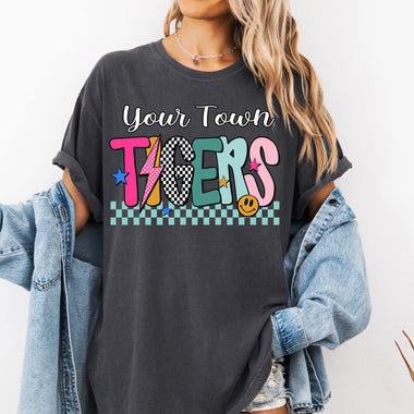 Preppy Your Town Mascot Checkered DTG Wholesale Tee