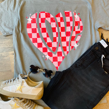 Love Checkered Wholesale Tee