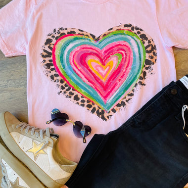 Watercolor Leopard Heart Wholesale Tee