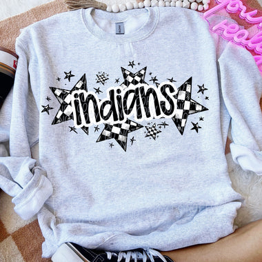 Indians Check Star Mascot DTF Transfer (E)