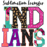 Indians Floral Mascot Sublimation Transfer